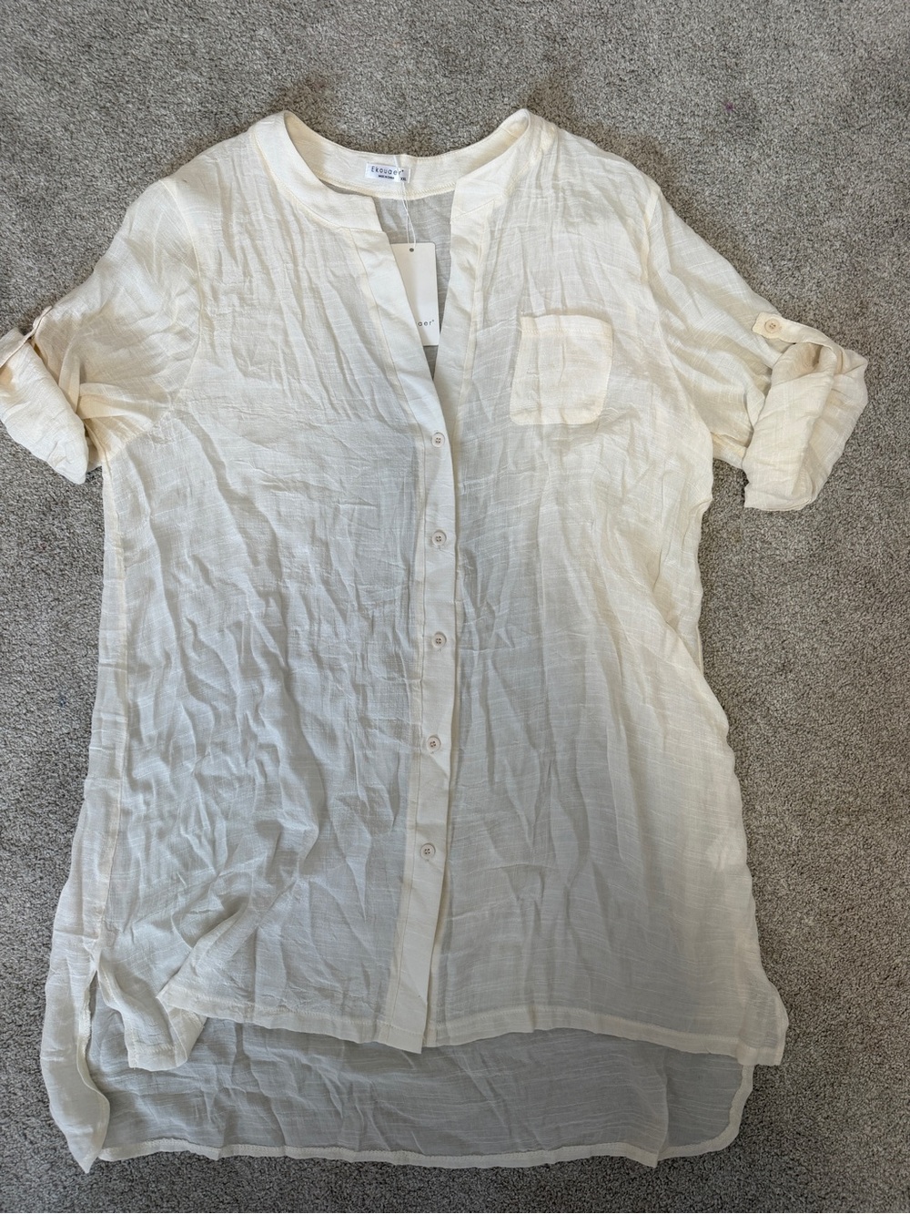 Elevated Cream Button-Front Gauze Tunic